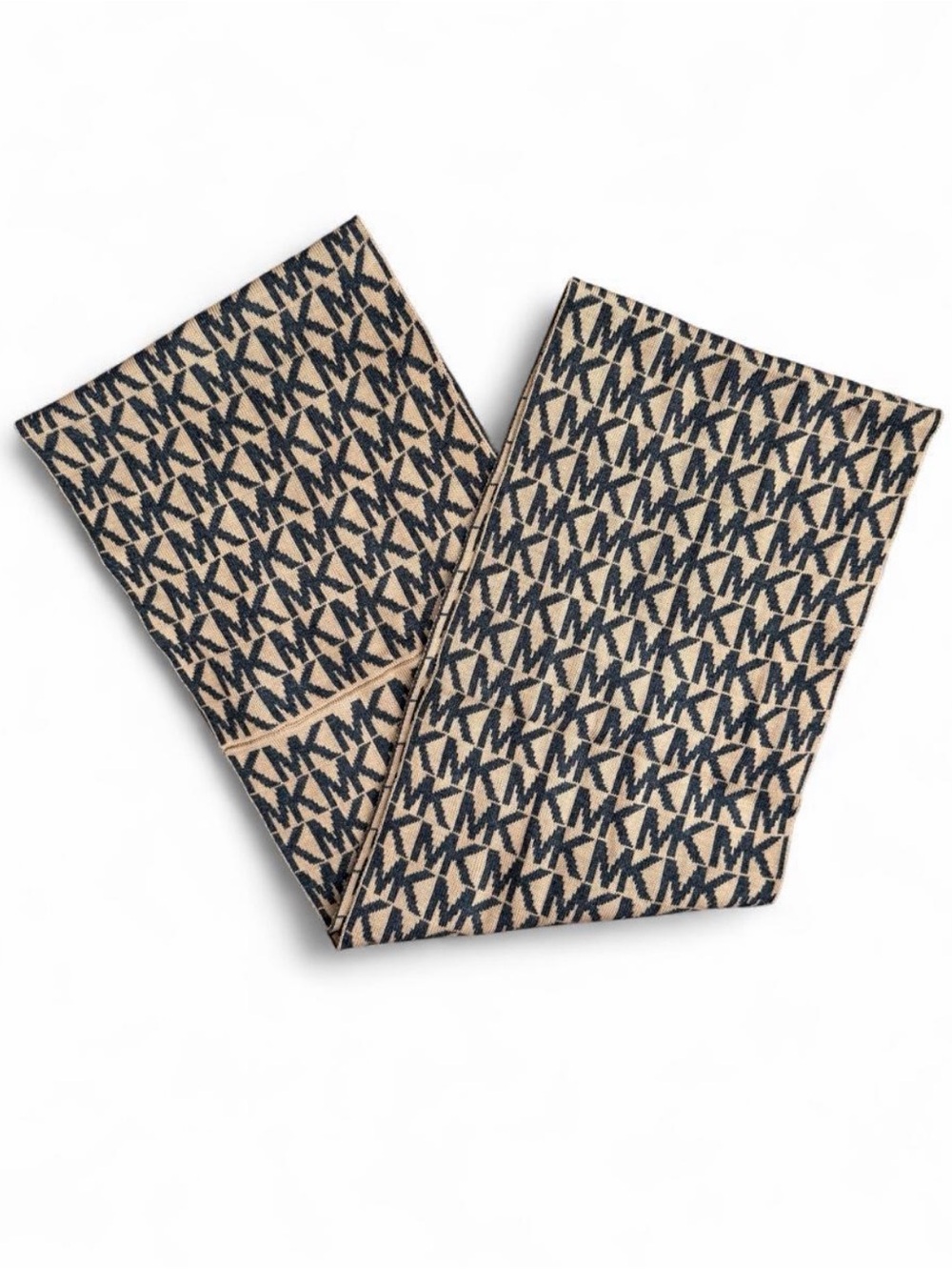 Michael Kors Monogram Logo Knit Scarf - Beige & Black